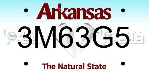 3M63G5 Arkansas License Plate