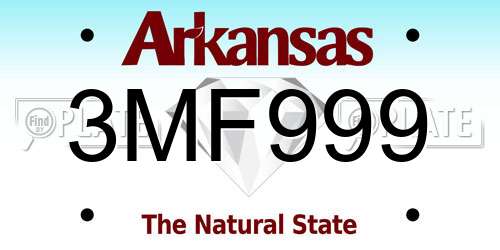 3MF999 Arkansas License Plate