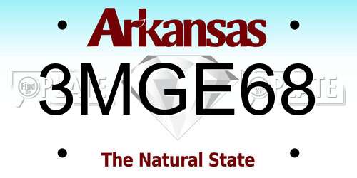 3MGE68 Arkansas License Plate