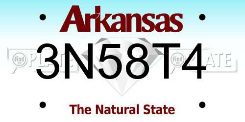 3N58T4 Arkansas License Plate