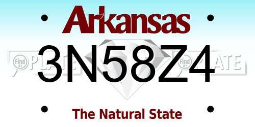 3N58Z4 Arkansas License Plate