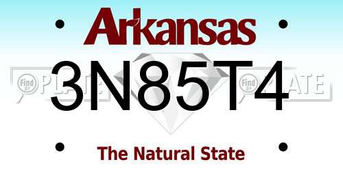 3N85T4 Arkansas License Plate