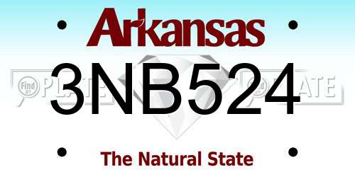 3NB524 Arkansas License Plate