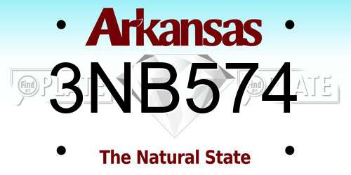 3NB574 Arkansas License Plate