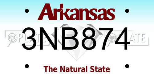 3NB874 Arkansas License Plate