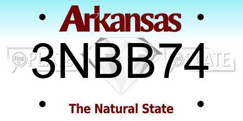 3NBB74 Arkansas License Plate