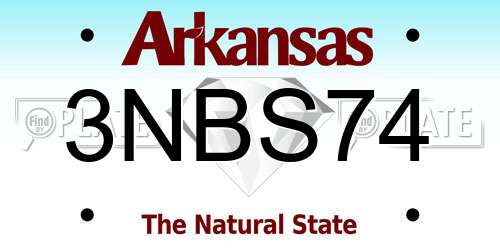 3NBS74 Arkansas License Plate