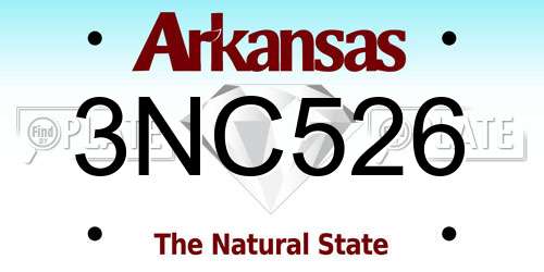 3NC526 Arkansas License Plate