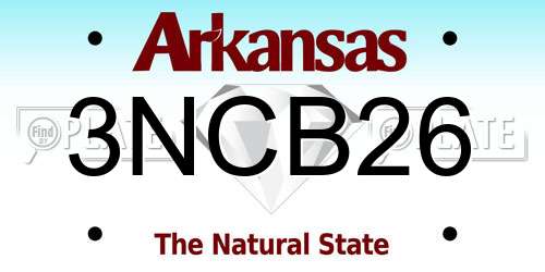 3NCB26 Arkansas License Plate