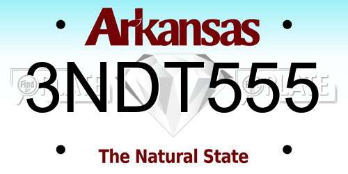 3NDT555 Arkansas License Plate