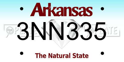 3NN335 Arkansas License Plate