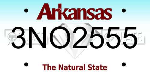 3NO2555 Arkansas License Plate