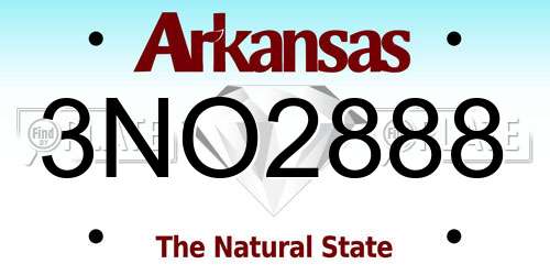3NO2888 Arkansas License Plate