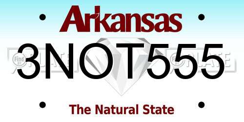 3NOT555 Arkansas License Plate