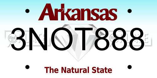 3NOT888 Arkansas License Plate