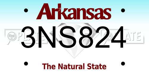 3NS824 Arkansas License Plate