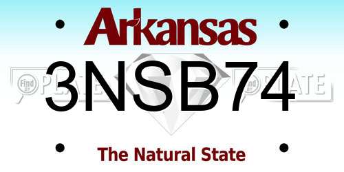 3NSB74 Arkansas License Plate