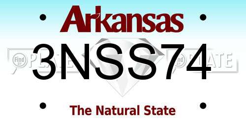 3NSS74 Arkansas License Plate