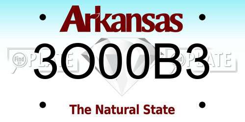 3O00B3 Arkansas License Plate