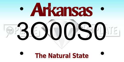 3O00S0 Arkansas License Plate