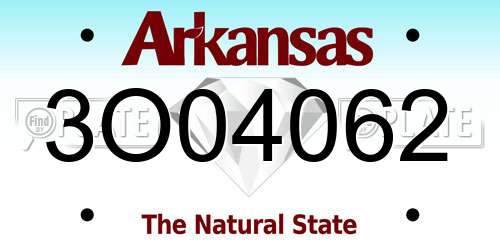 3O04062 Arkansas License Plate
