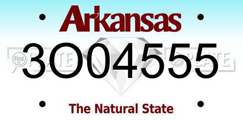 3O04555 Arkansas License Plate