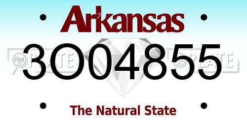 3O04855 Arkansas License Plate