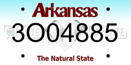 3O04885 Arkansas License Plate