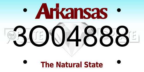 3O04888 Arkansas License Plate