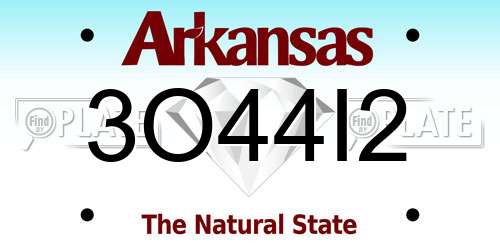 3O44I2 Arkansas License Plate