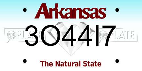 3O44I7 Arkansas License Plate