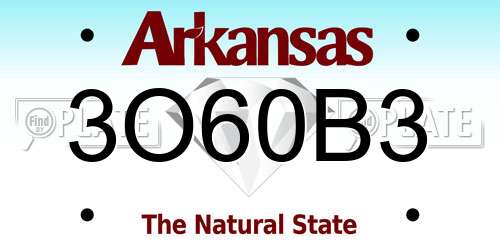 3O60B3 Arkansas License Plate