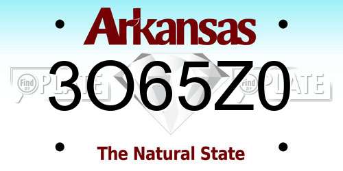 3O65Z0 Arkansas License Plate