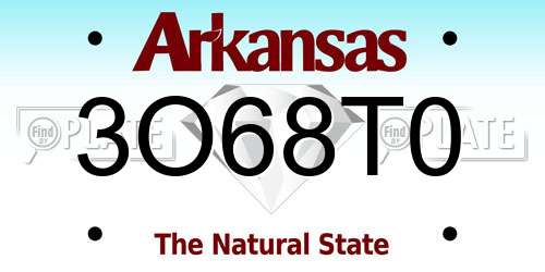 3O68T0 Arkansas License Plate