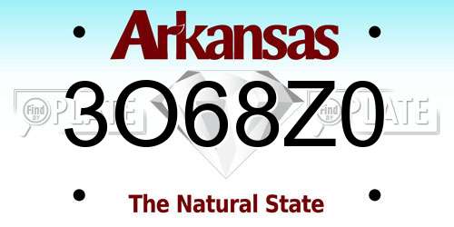 3O68Z0 Arkansas License Plate