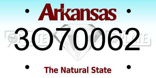 3O70062 Arkansas License Plate