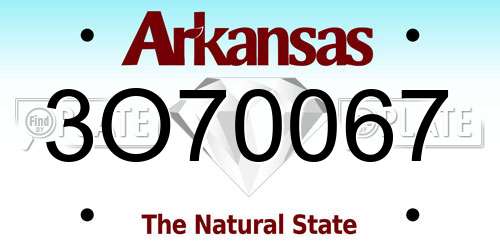3O70067 Arkansas License Plate
