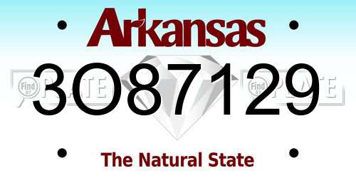 3O87129 Arkansas License Plate