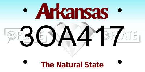 3OA417 Arkansas License Plate