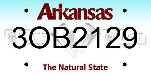 3OB2129 Arkansas License Plate