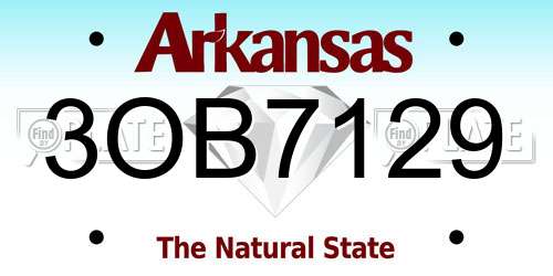 3OB7129 Arkansas License Plate