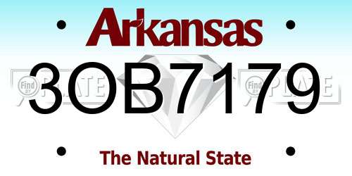 3OB7179 Arkansas License Plate