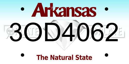 3OD4062 Arkansas License Plate