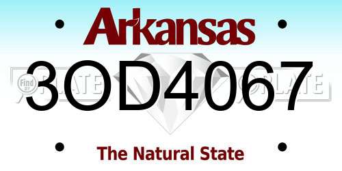 3OD4067 Arkansas License Plate