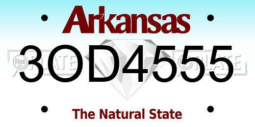 3OD4555 Arkansas License Plate