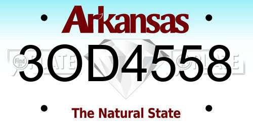 3OD4558 Arkansas License Plate