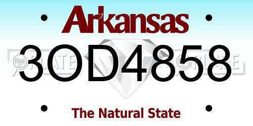 3OD4858 Arkansas License Plate
