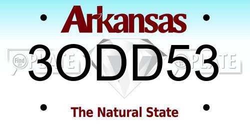 3ODD53 Arkansas License Plate