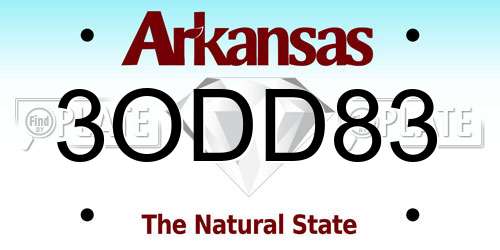 3ODD83 Arkansas License Plate