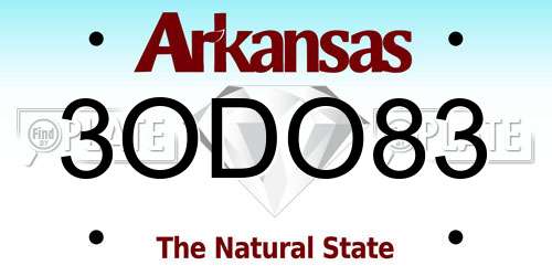 3ODO83 Arkansas License Plate